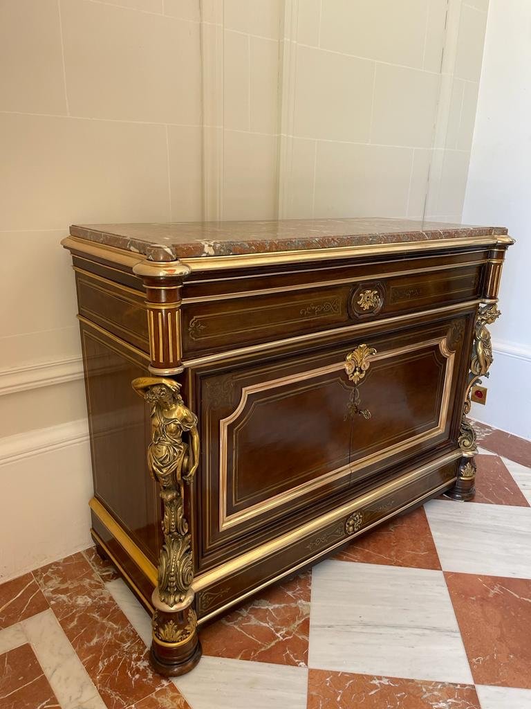 Commode à Vantaux Formant écritoire Dite «aux Cariatides» Par Louis-alexandre Bellangé (1797-18-photo-3