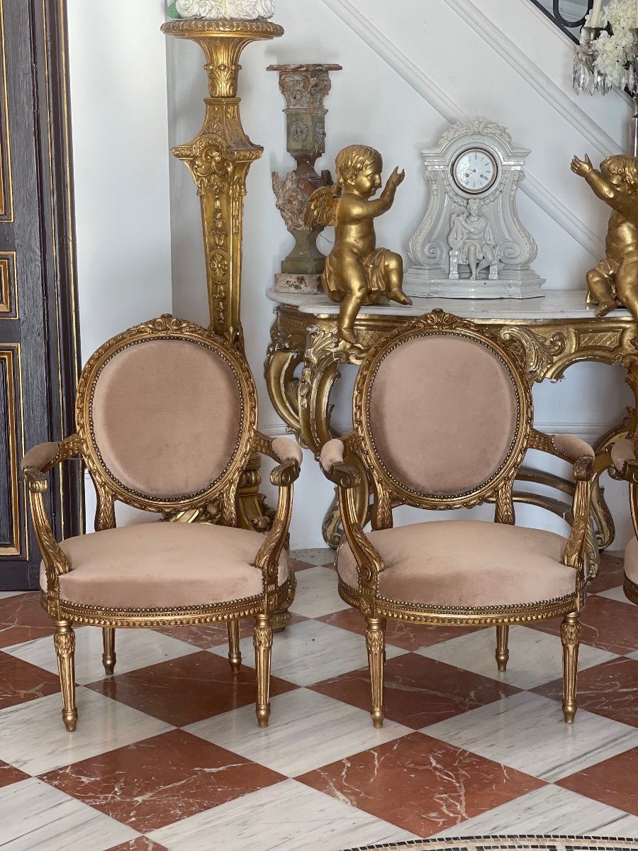 Série De Quatre Fauteuils De Style Louis XVI-photo-2