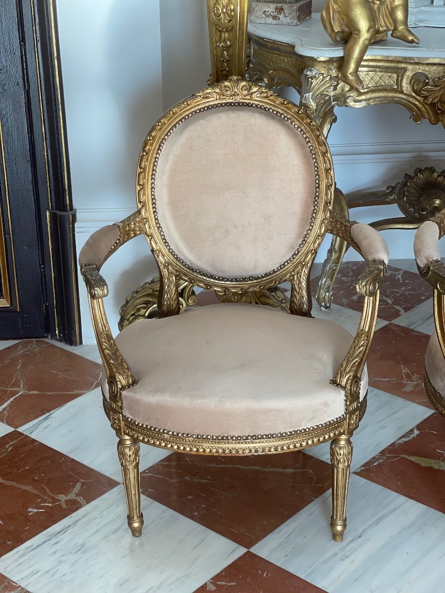 Série De Quatre Fauteuils De Style Louis XVI-photo-4