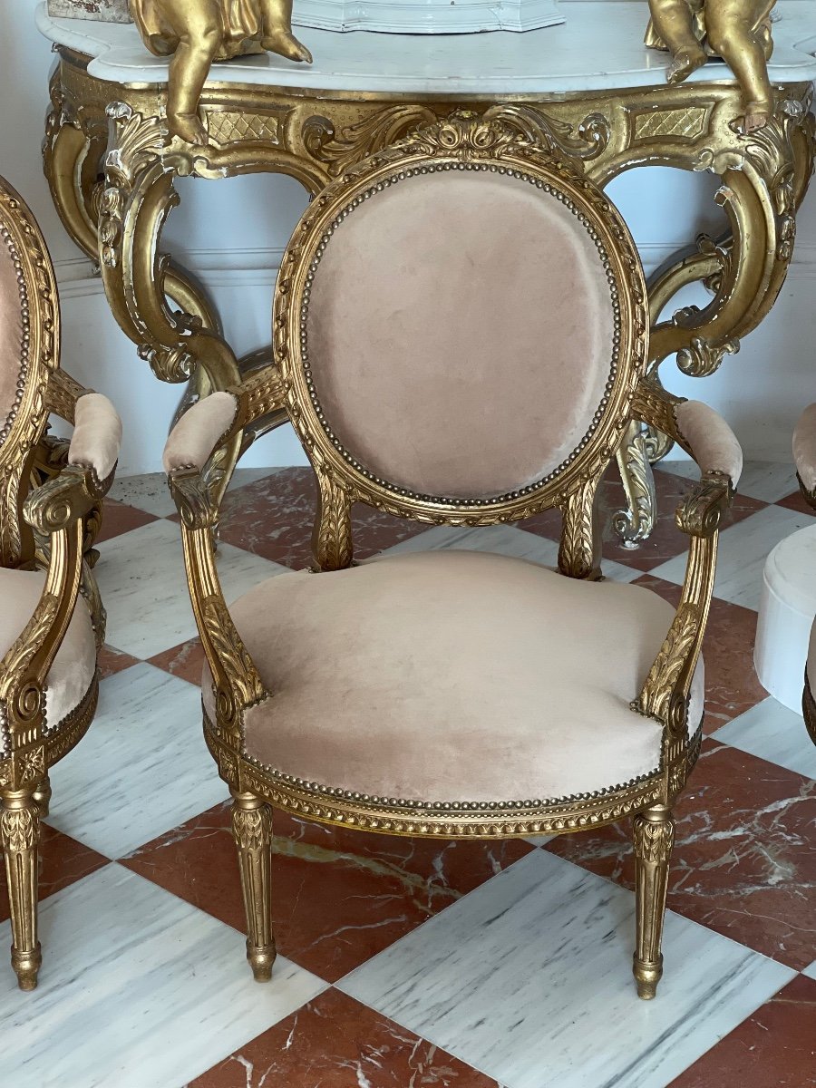 Série De Quatre Fauteuils De Style Louis XVI-photo-5