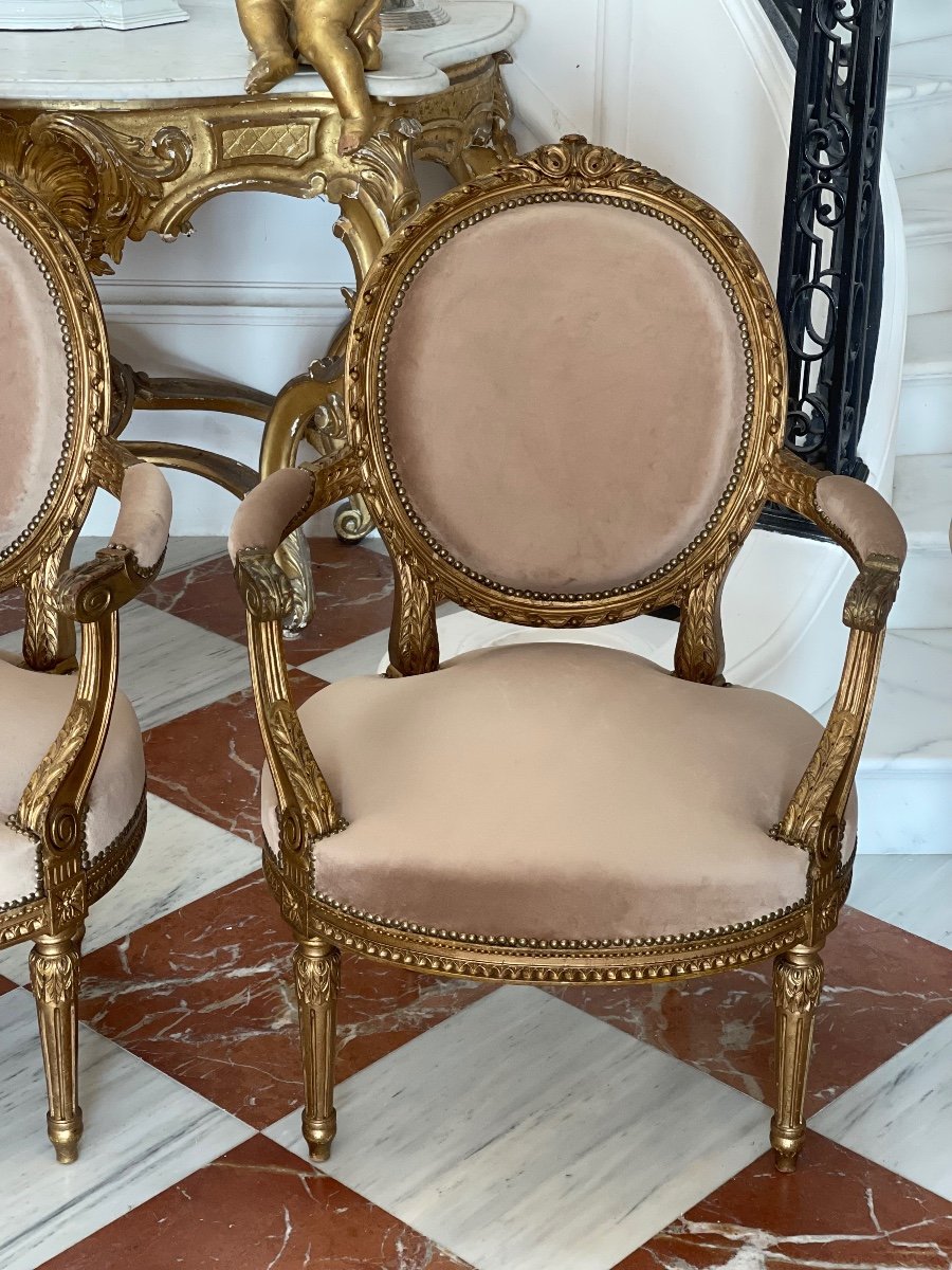 Série De Quatre Fauteuils De Style Louis XVI-photo-6