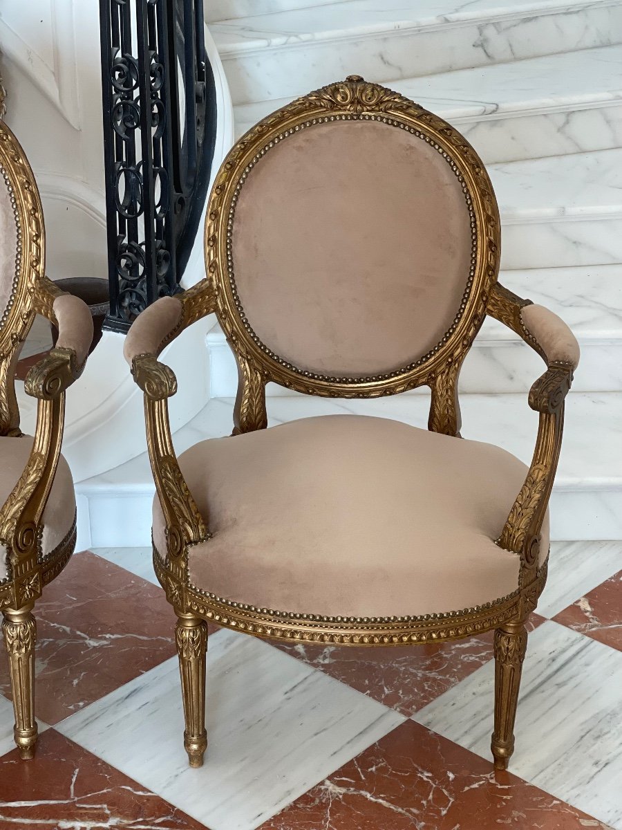 Série De Quatre Fauteuils De Style Louis XVI-photo-7