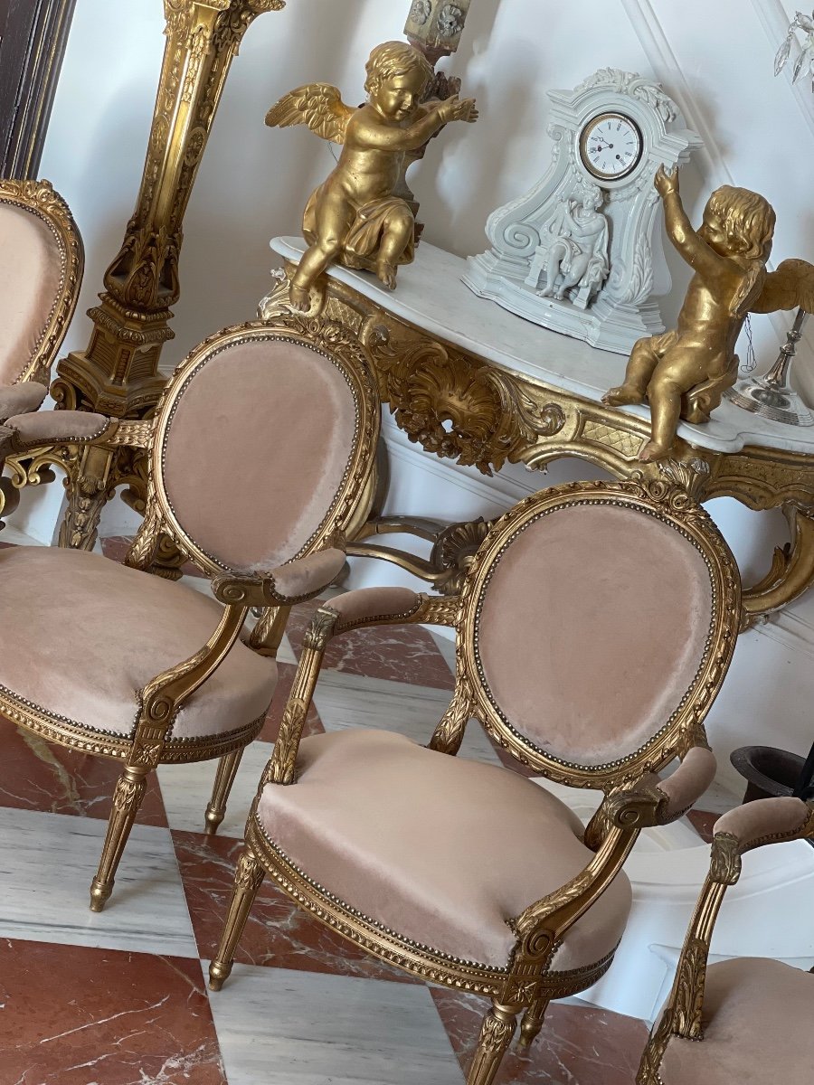 Série De Quatre Fauteuils De Style Louis XVI-photo-8