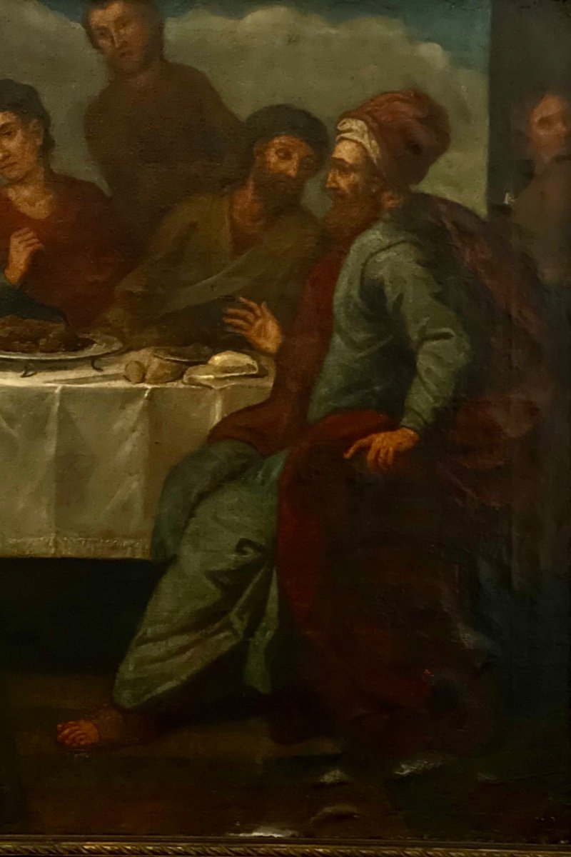 Large Painting XIX Eme The Meal At Simon Or The Washing Of Christ’s Feet By Mary Magdeleine-photo-4