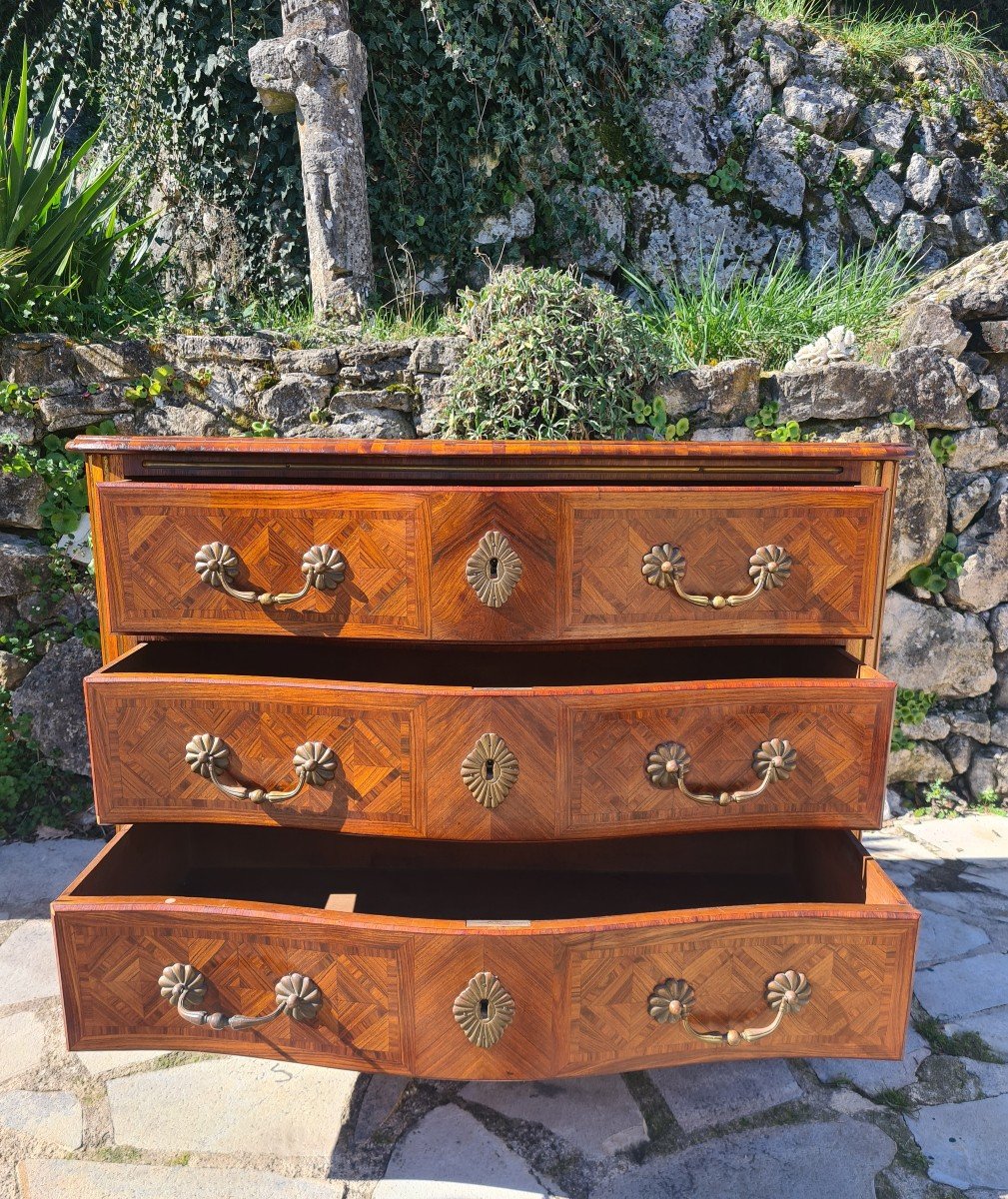 Louis XIV Commode In Marquetry 19th Century-photo-4