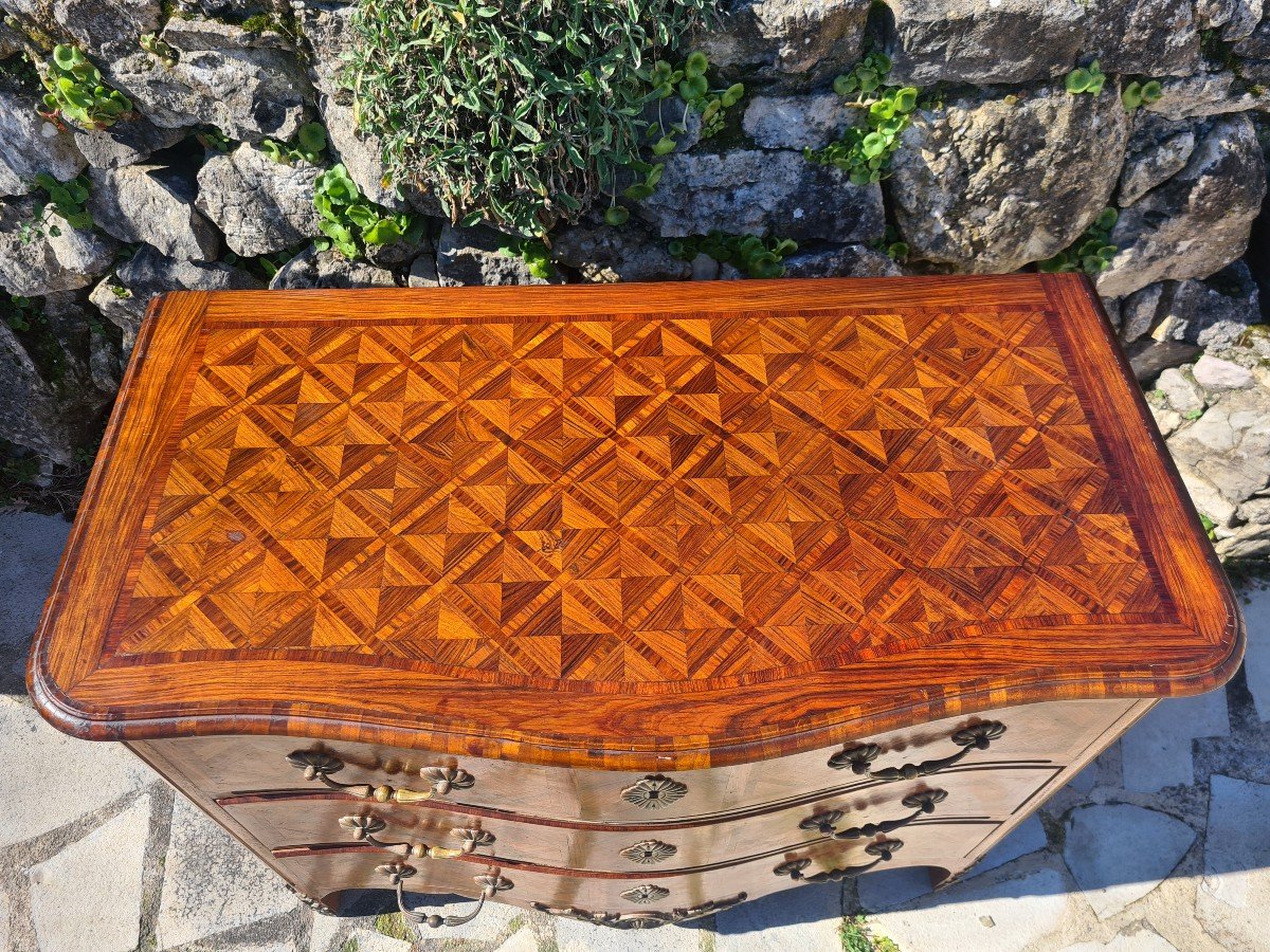 Louis XIV Commode In Marquetry 19th Century-photo-5