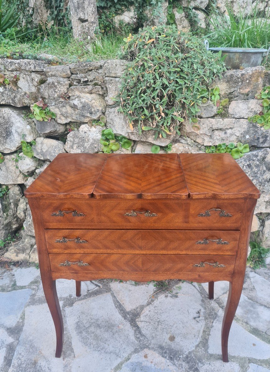 Small Louis XV Style Mahogany Dressing Table Around 1900-photo-4