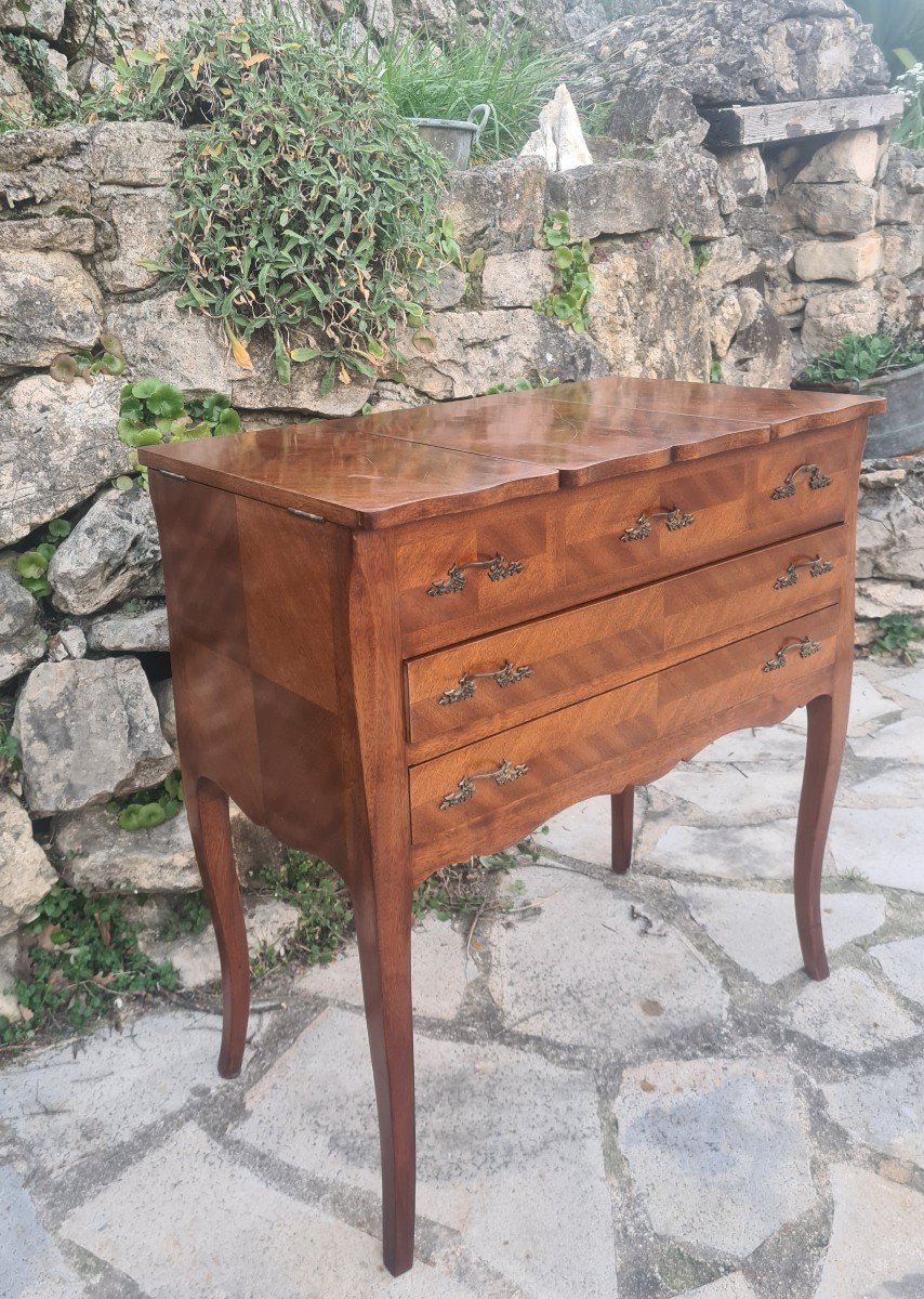 Small Louis XV Style Mahogany Dressing Table Around 1900-photo-3