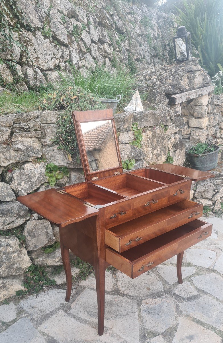 Small Louis XV Style Mahogany Dressing Table Around 1900-photo-6