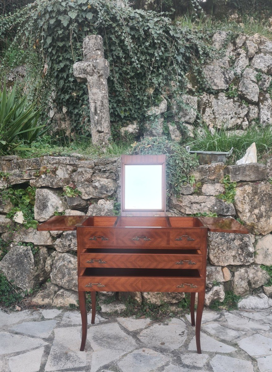 Small Louis XV Style Mahogany Dressing Table Around 1900-photo-8