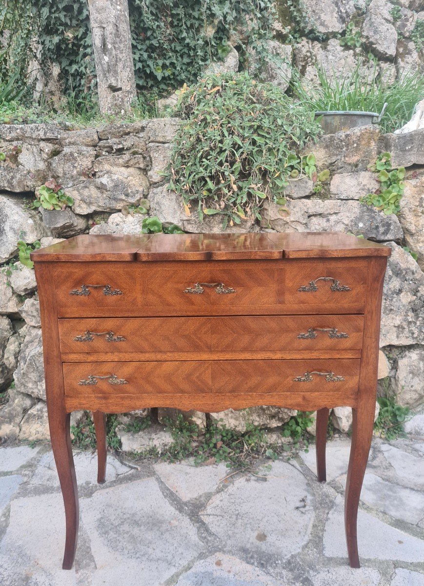 Small Louis XV Style Mahogany Dressing Table Around 1900