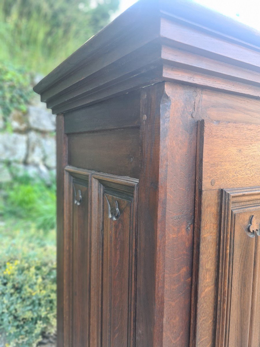 Small Louis XIII Style Oak Wardrobe 19th Century-photo-5