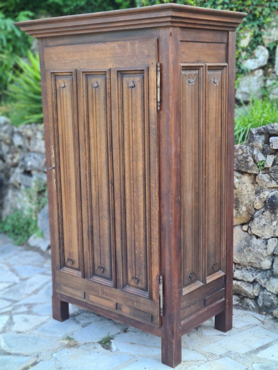 Small Louis XIII Style Oak Wardrobe 19th Century-photo-8