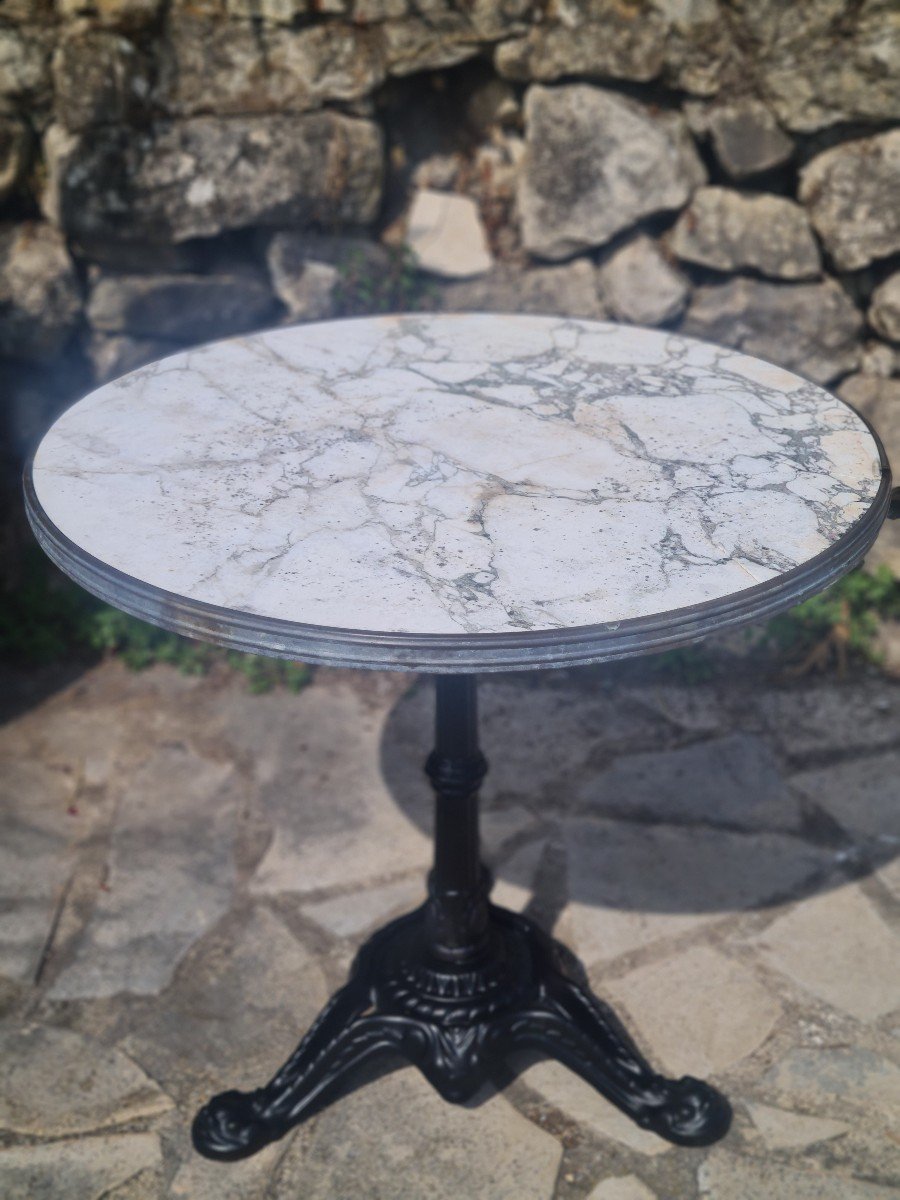 Round Garden Table In Marble And Cast Iron 20th Century-photo-3