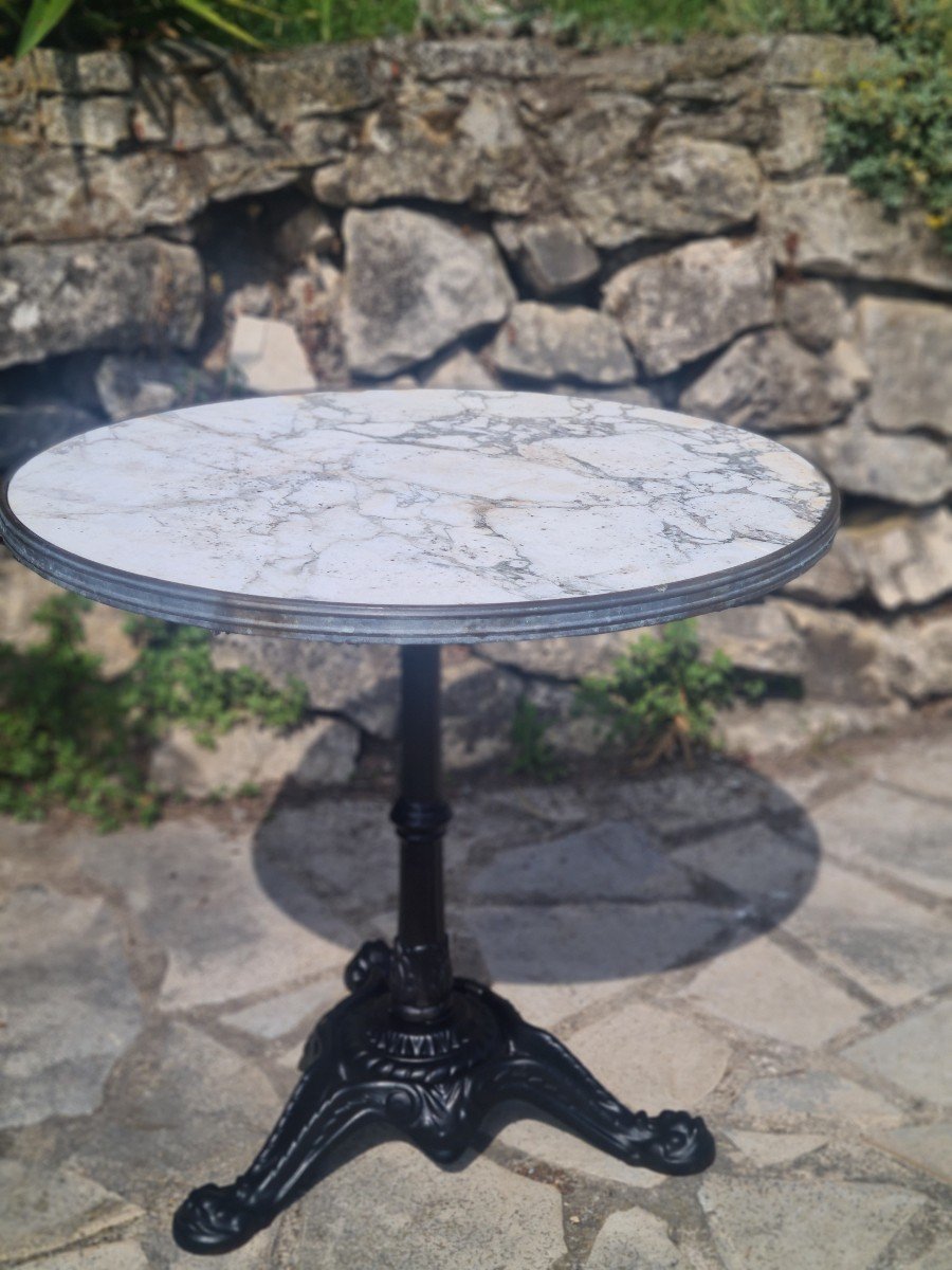 Round Garden Table In Marble And Cast Iron 20th Century-photo-7