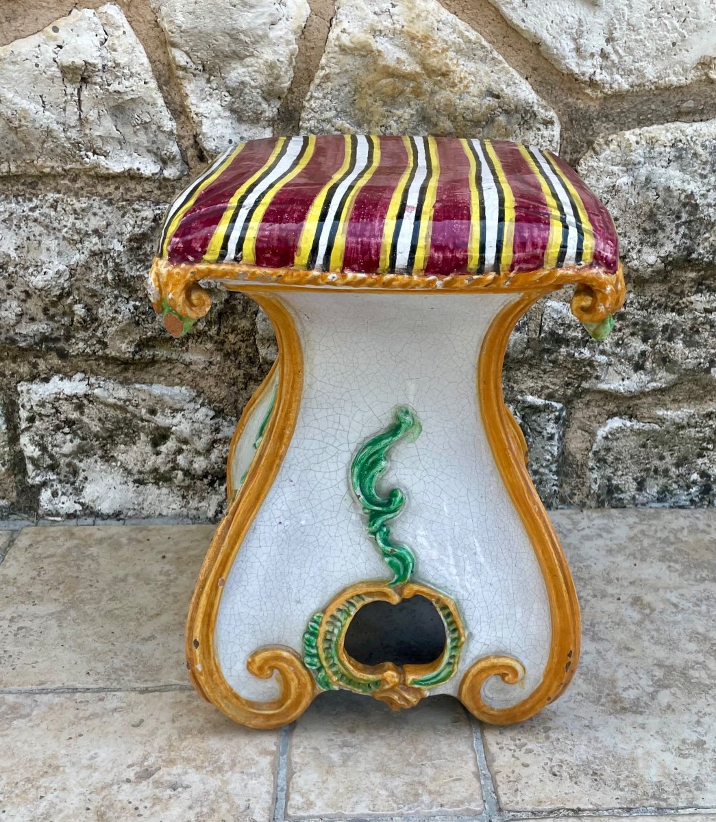 Tabouret De Jardin En Céramique Italienne époque XXeme Siècle -photo-4