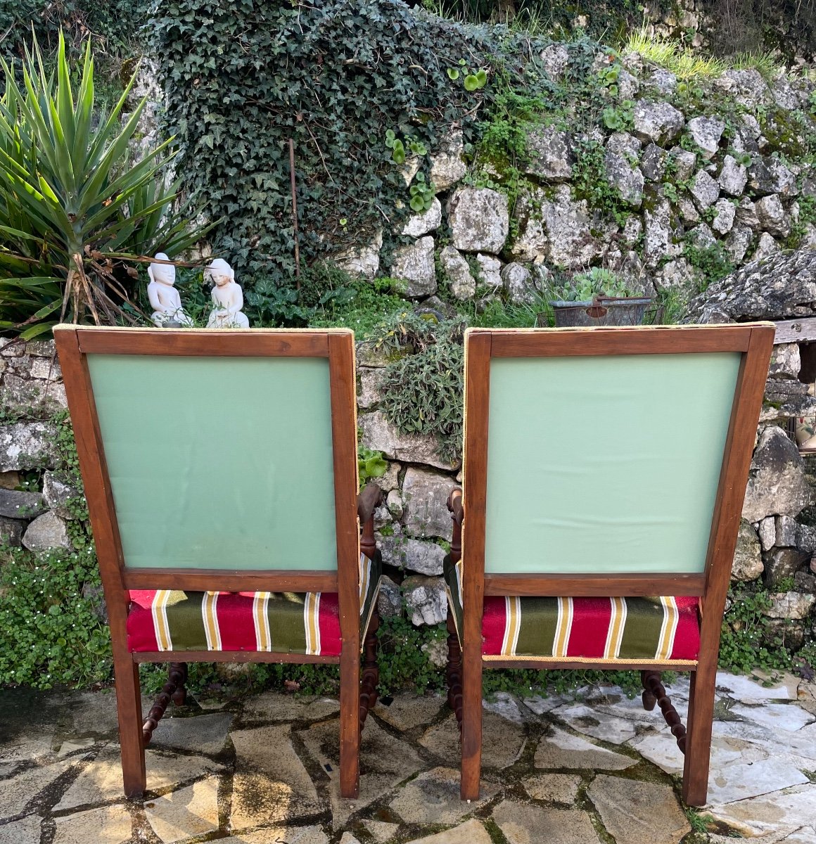 Pair Of Louis XIII Style Armchairs 19th Century -photo-5