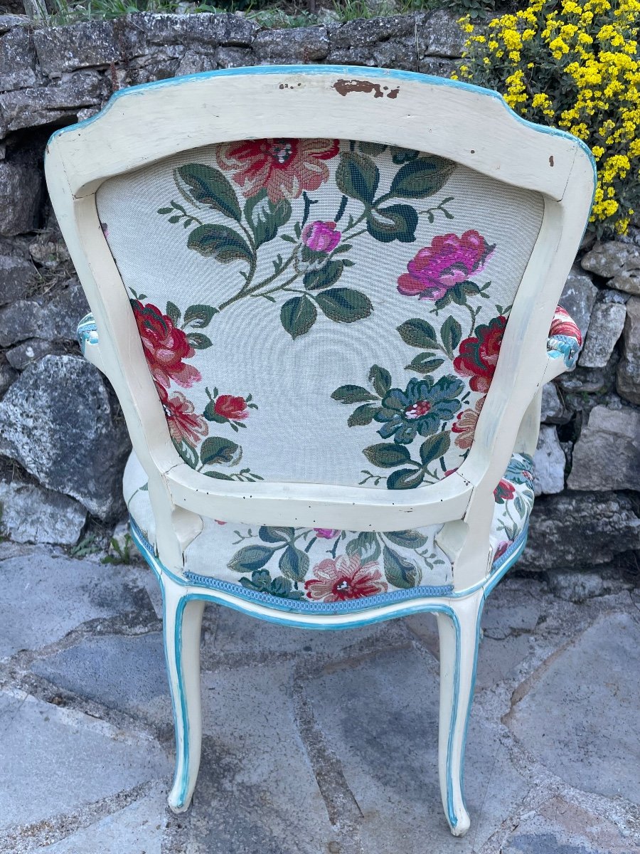 Pair Of Cabriolet Armchairs In Louis XV Style Painted Wood 19th Century -photo-3