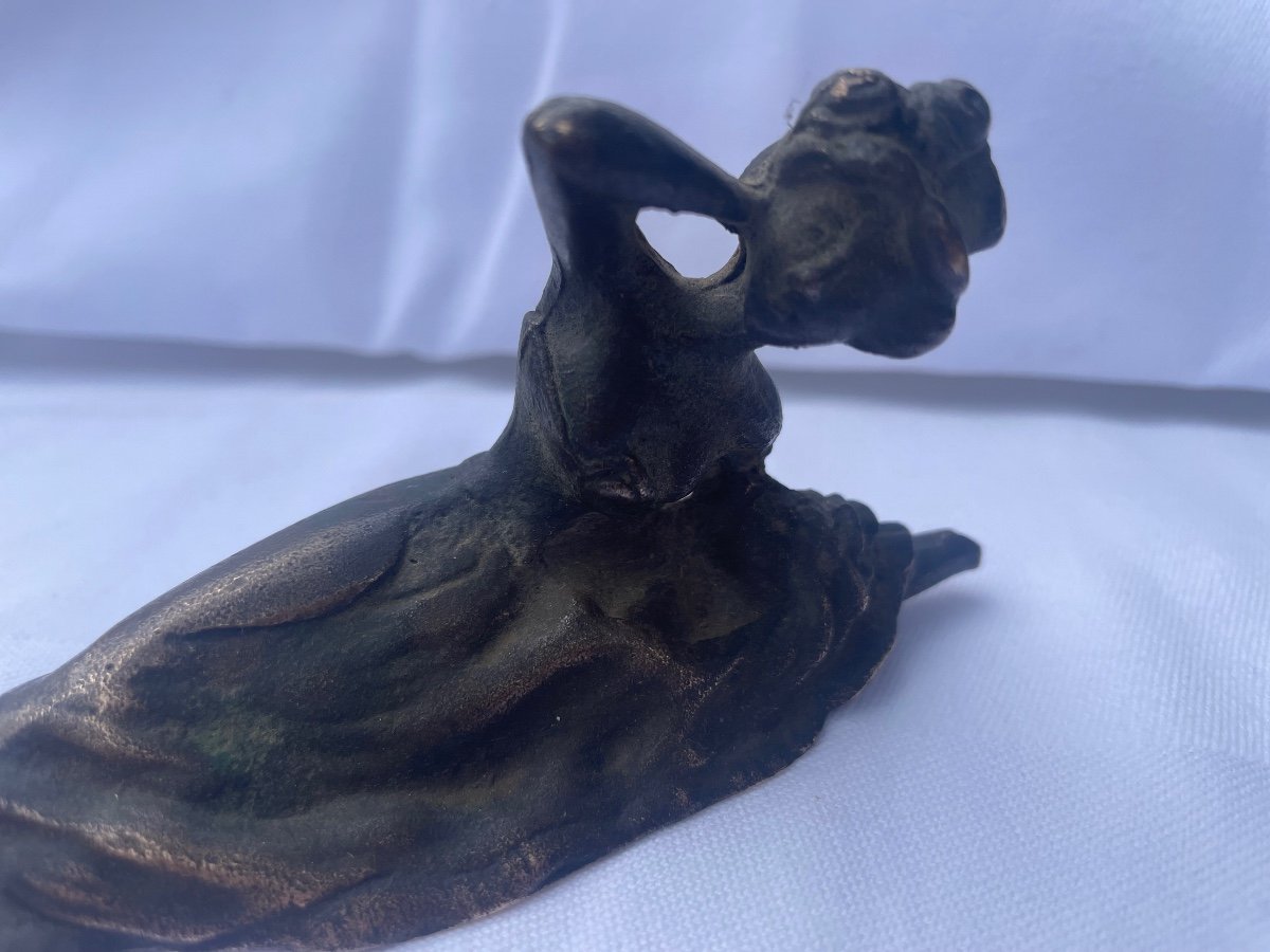 Petite Sculpture En Bronze Patiné « danseuse érotique » Vers 1900-photo-4
