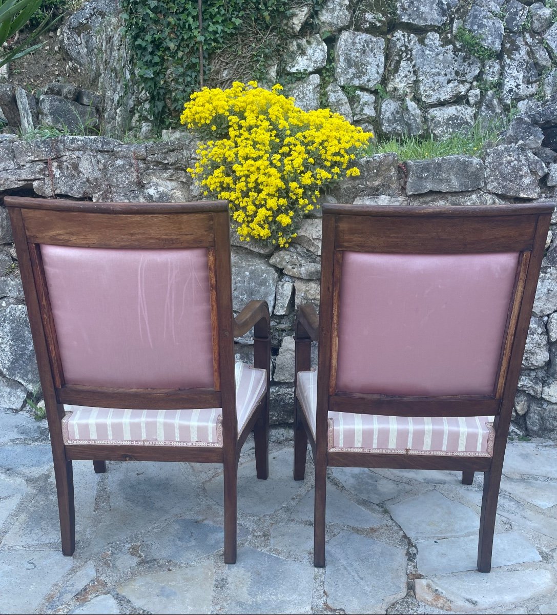 Pair Of Mahogany Armchairs From The Restoration Period -photo-4