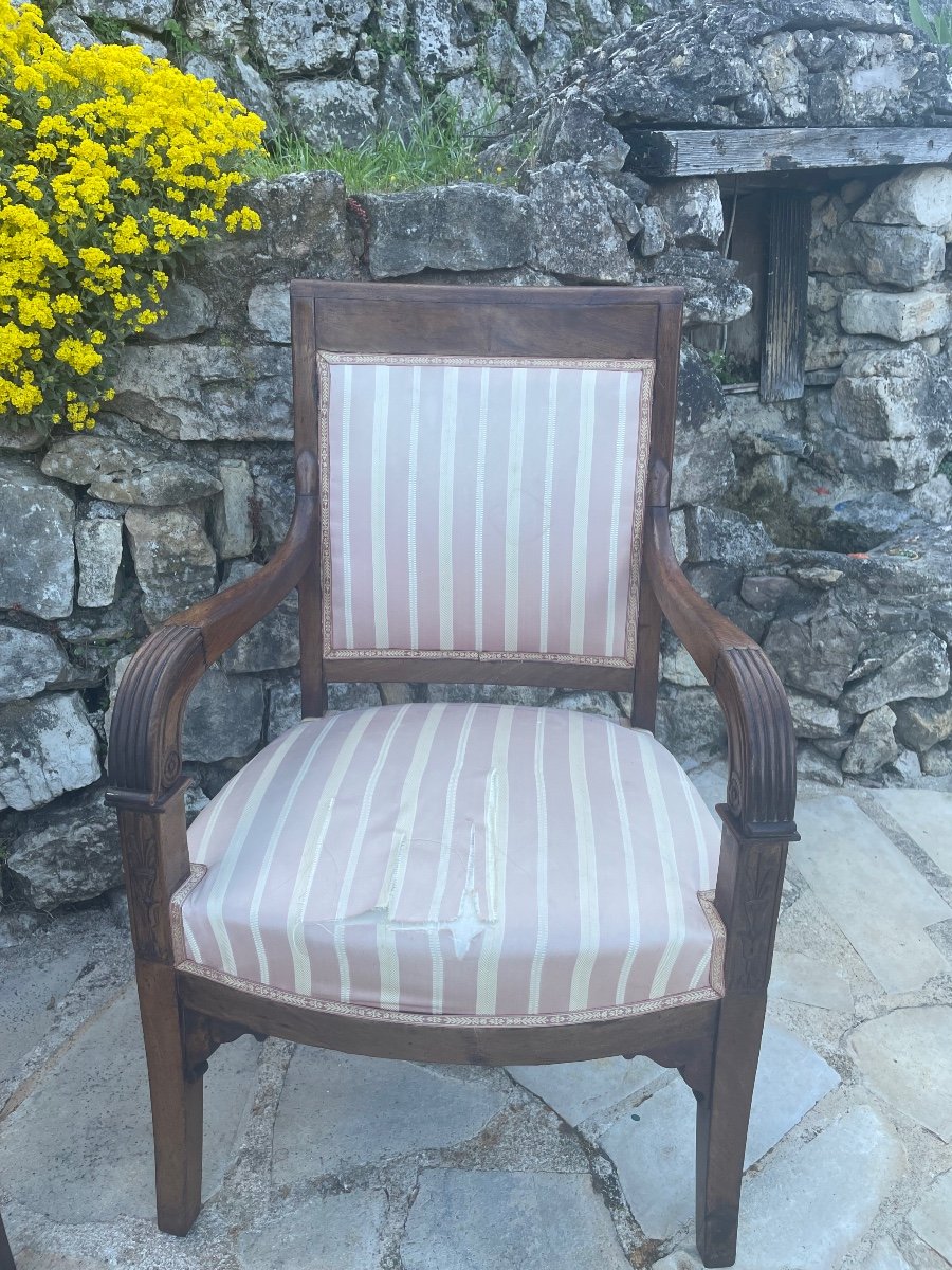 Pair Of Mahogany Armchairs From The Restoration Period -photo-3