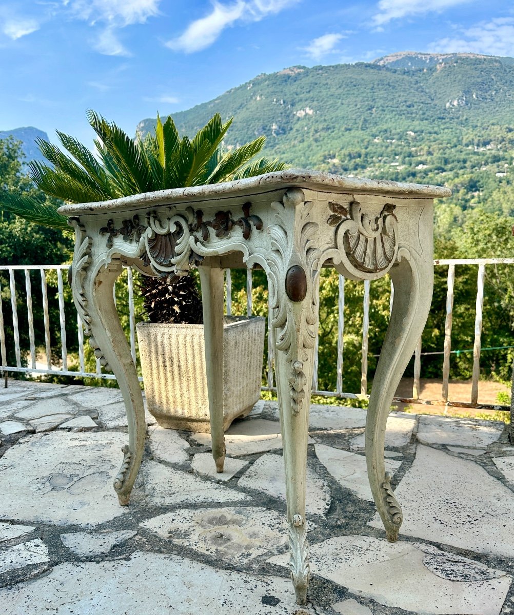 Console In Painted Wood Louis XV Style Late 19th Century-photo-2