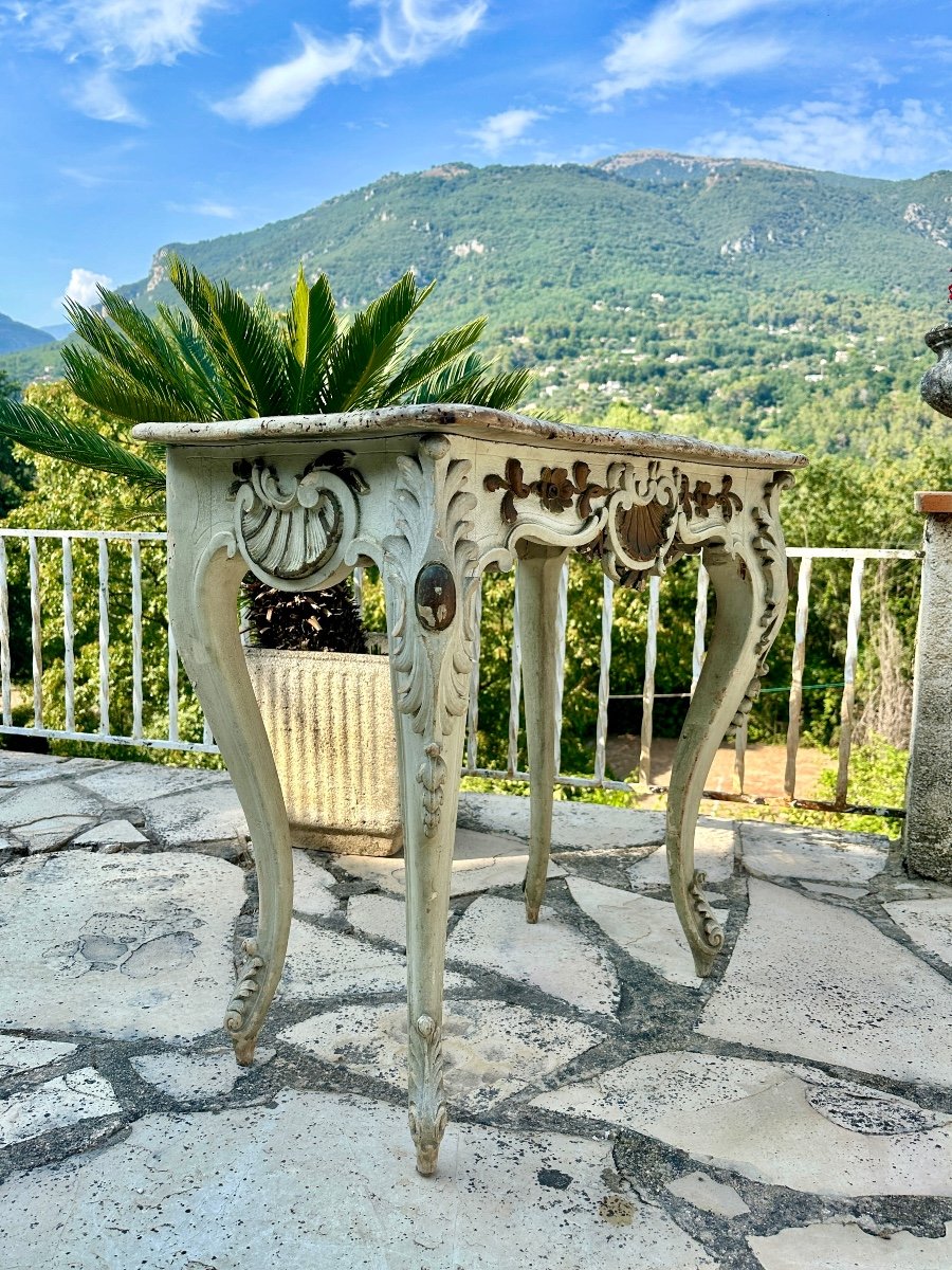 Console In Painted Wood Louis XV Style Late 19th Century-photo-4