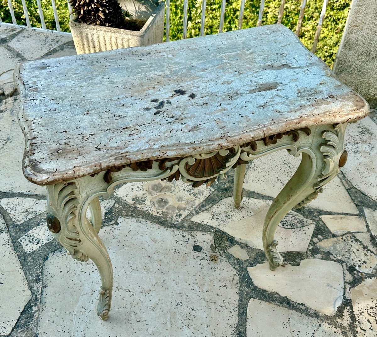 Console En Bois Peint De Style Louis XV époque Fin XIX Siecle-photo-4