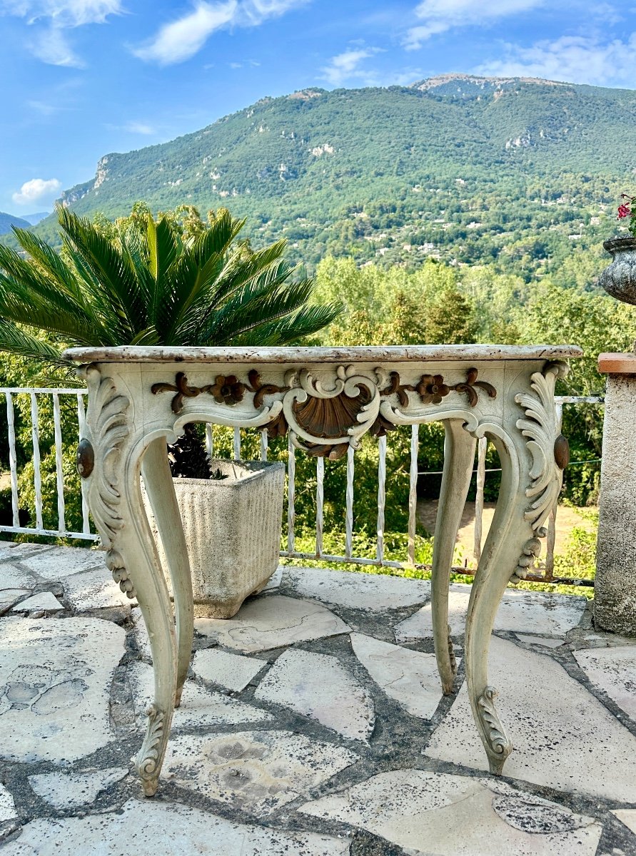 Console En Bois Peint De Style Louis XV époque Fin XIX Siecle