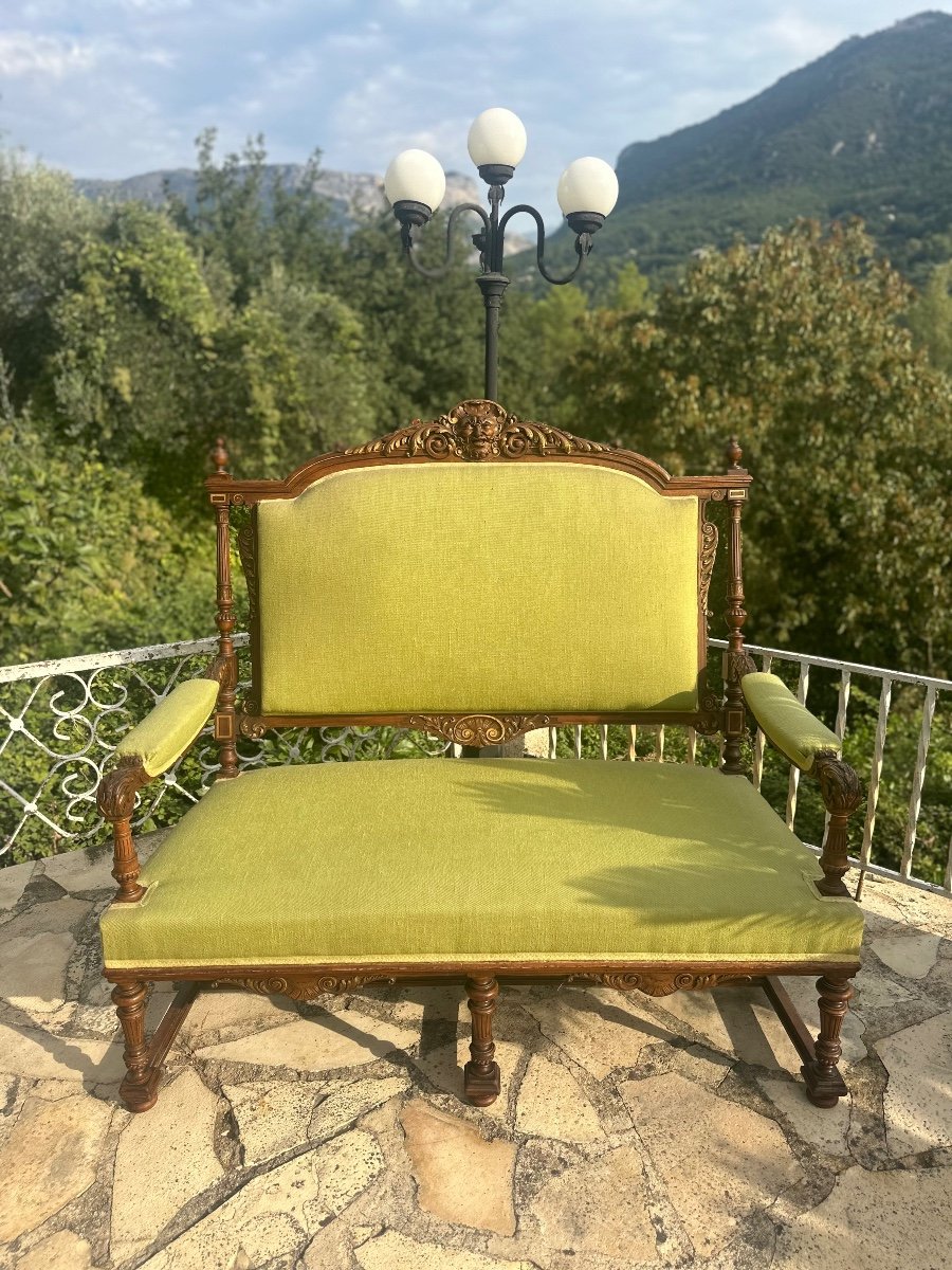 Banquette En Bois Massif Sculpté De Style Louis XVI époque XIXeme Siecle