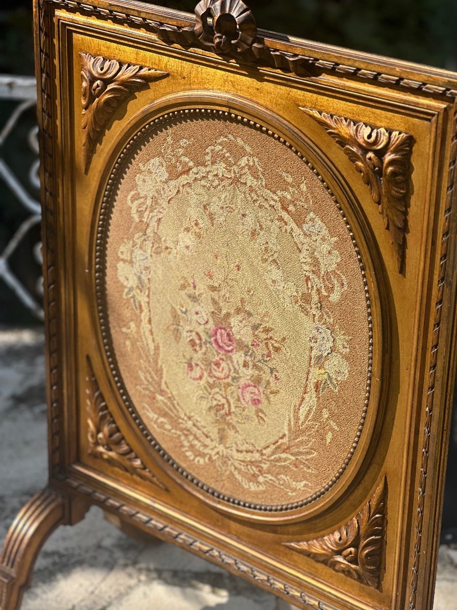 19th Century Carved Gilded Wood Fireplace Screen -photo-6