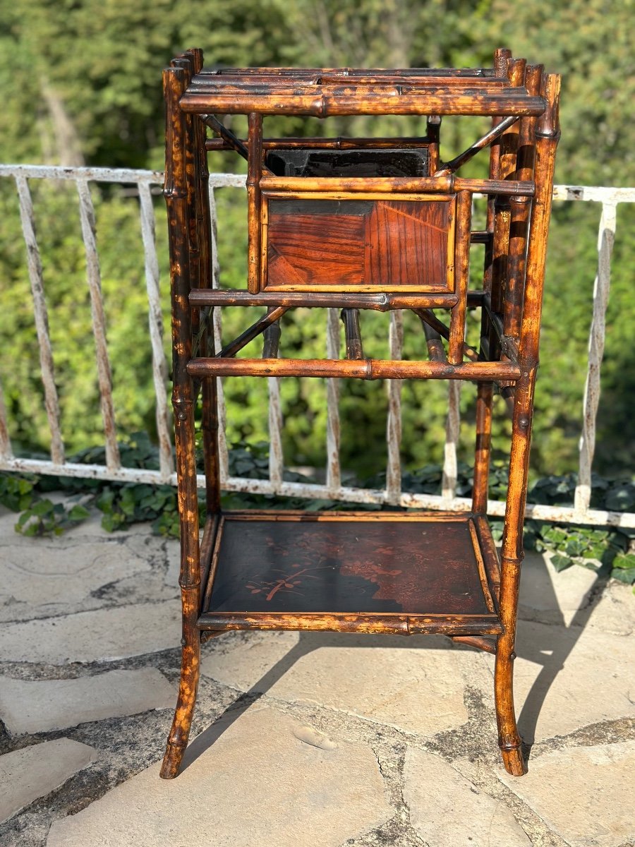 Natural Bamboo Magazine Rack, Stained, Late 19th Century -photo-2