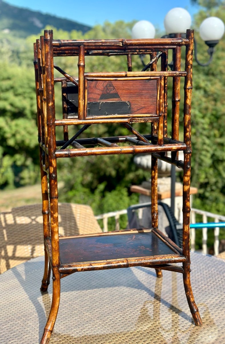 Natural Bamboo Magazine Rack, Stained, Late 19th Century -photo-1