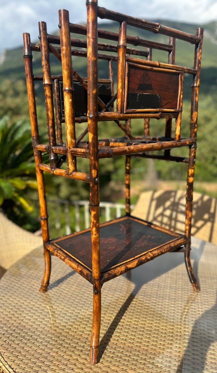 Natural Bamboo Magazine Rack, Stained, Late 19th Century -photo-3