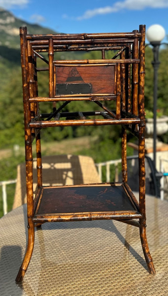 Natural Bamboo Magazine Rack, Stained, Late 19th Century -photo-5