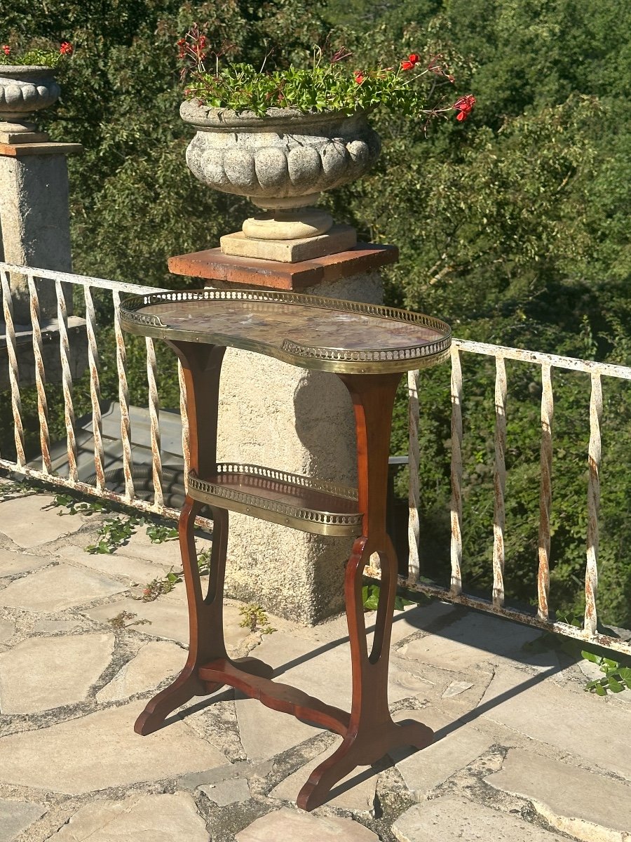 Table Rognon En Acajou Et Marbre De Style Louis XVI époque XIX Eme Siècle -photo-4