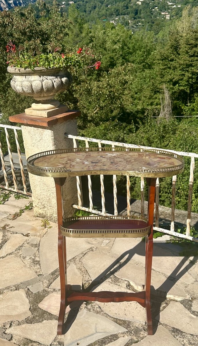 Table Rognon En Acajou Et Marbre De Style Louis XVI époque XIX Eme Siècle -photo-7