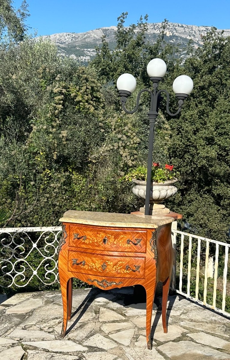 Small Louis XV Style Wooden Marquetry Chest Of Drawers, 20th Century -photo-3