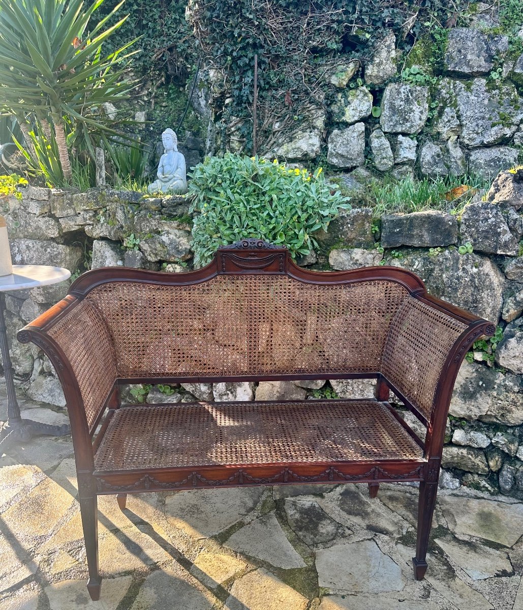 Petite Banquette Ou Love Seat En Acajou .vers 1860 .