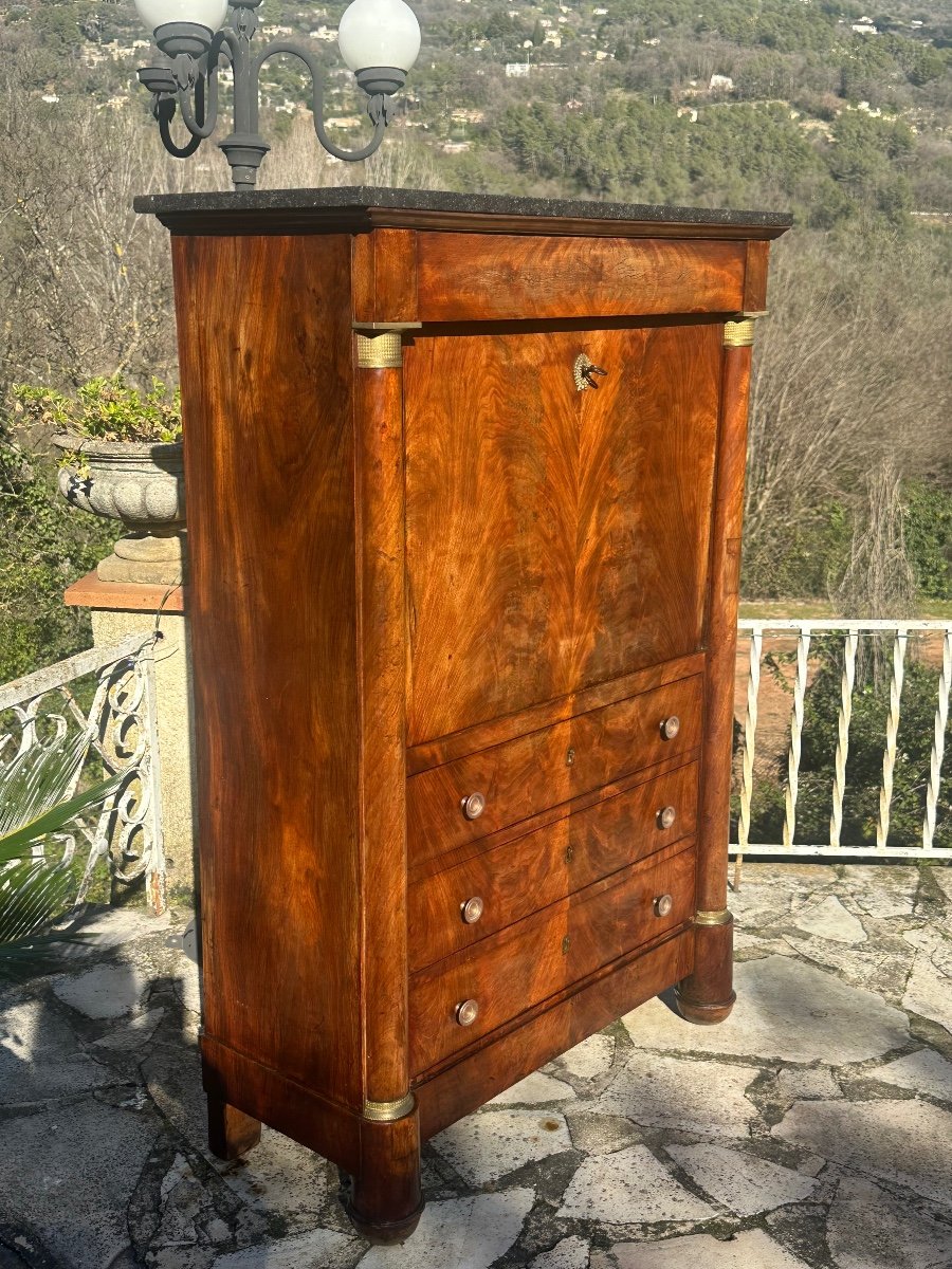 Empire Mahogany Secretary, 19th Century.-photo-2