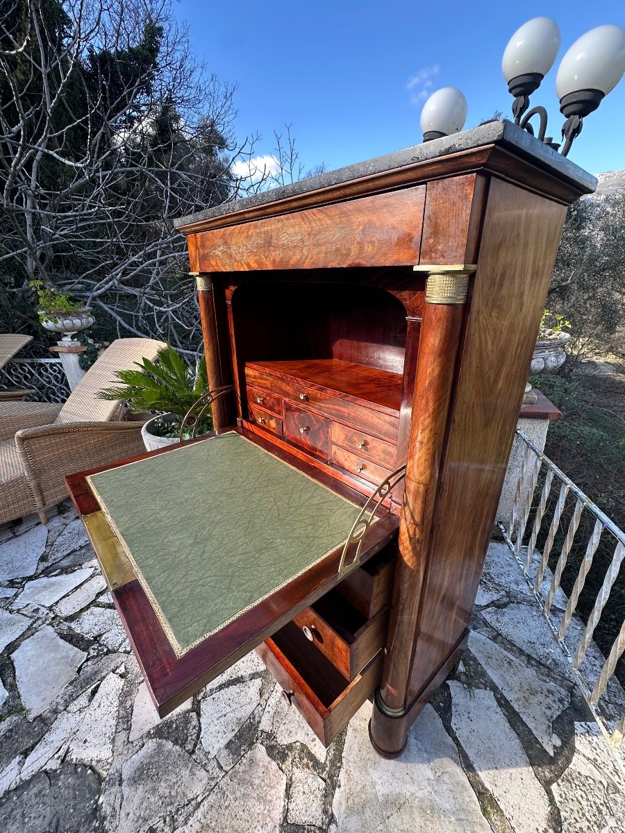 Empire Mahogany Secretary, 19th Century.-photo-1