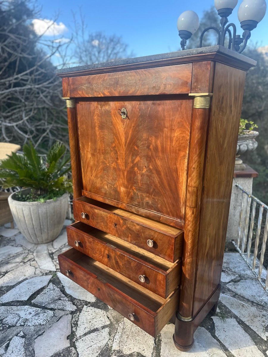 Empire Mahogany Secretary, 19th Century.-photo-3