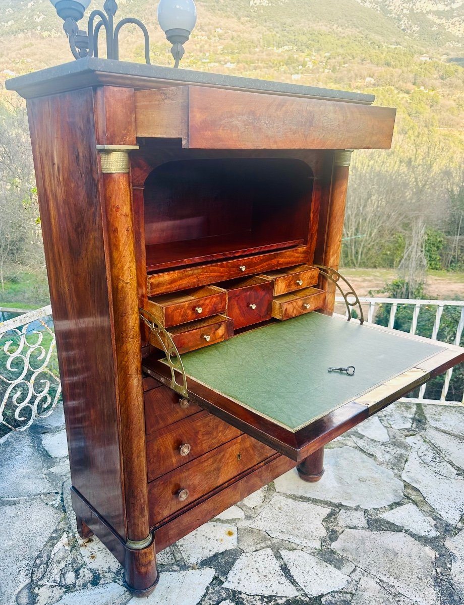 Empire Mahogany Secretary, 19th Century.-photo-6