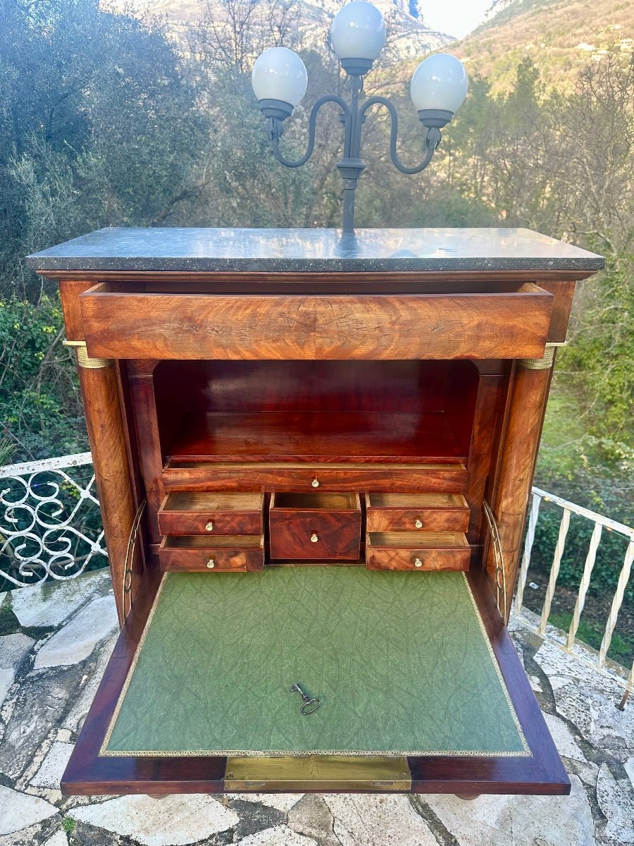 Empire Mahogany Secretary, 19th Century.-photo-7