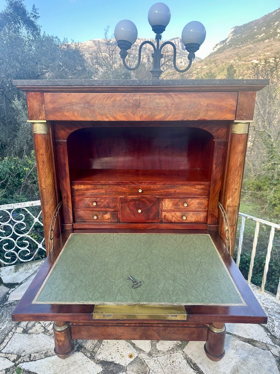 Empire Mahogany Secretary, 19th Century.-photo-8