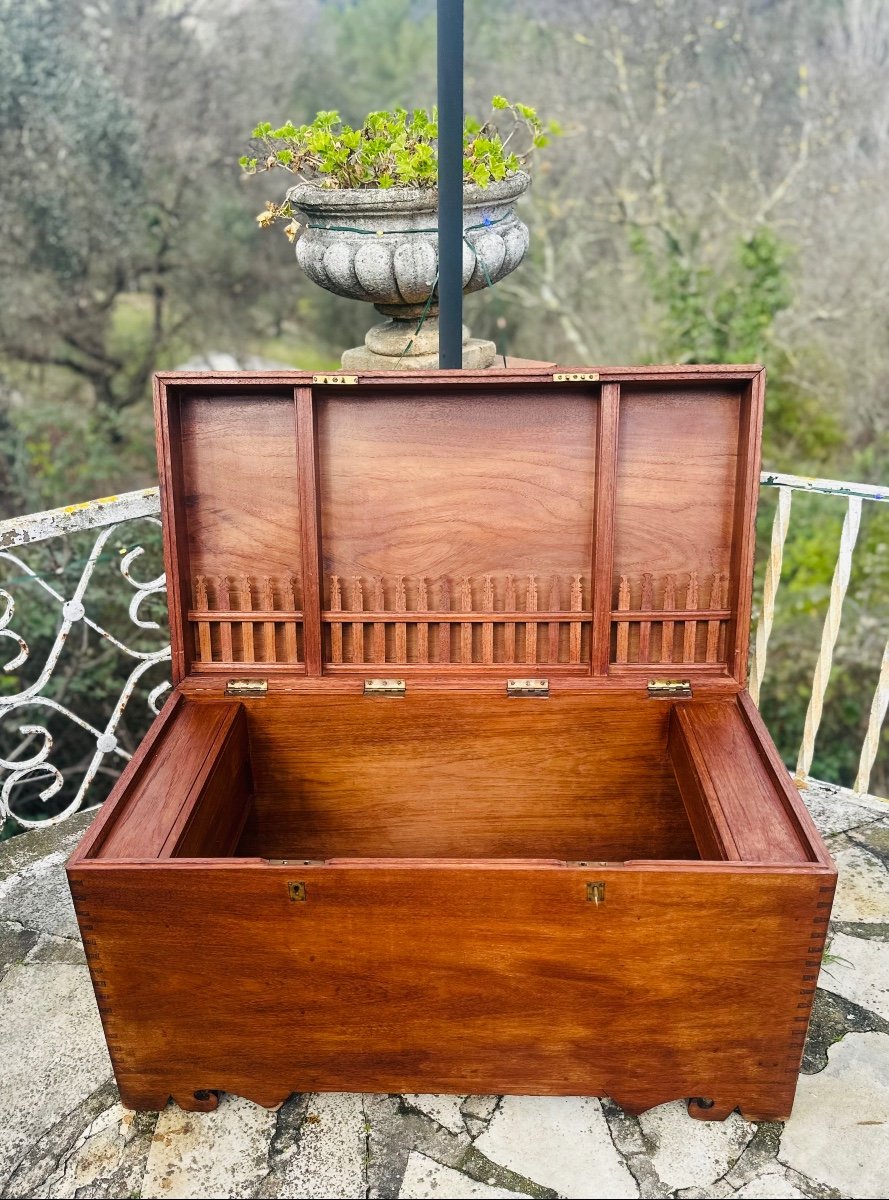 Anglo-indian Solid Teak Chest Circa 1880 -photo-2