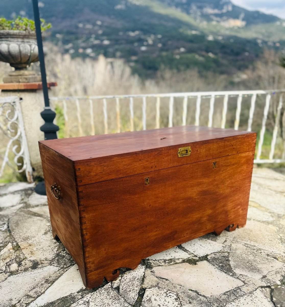 Anglo-indian Solid Teak Chest Circa 1880 -photo-4