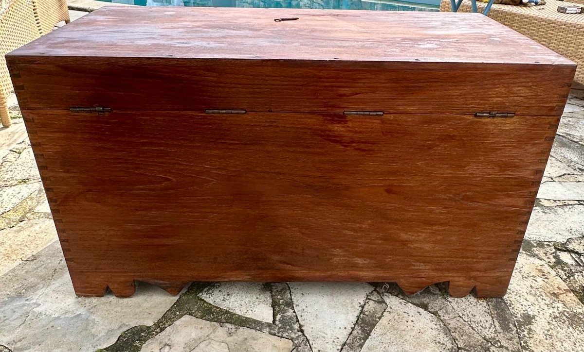 Anglo-indian Solid Teak Chest Circa 1880 -photo-4