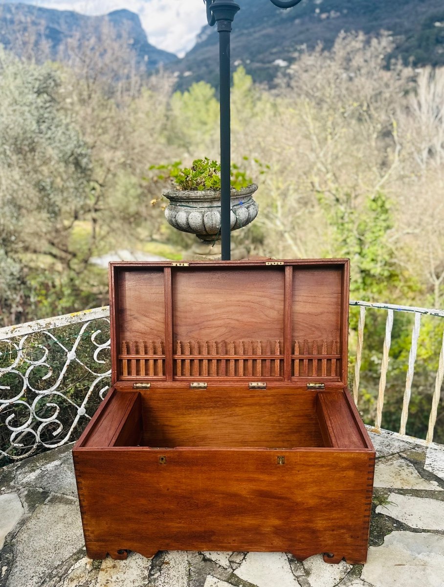 Anglo-indian Solid Teak Chest Circa 1880 