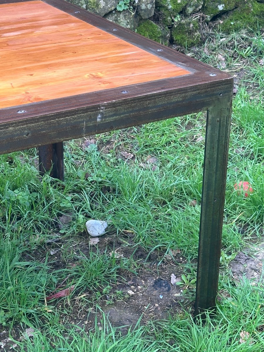 Table Industrielle En Métal Et Bois époque XXeme Siècle -photo-2